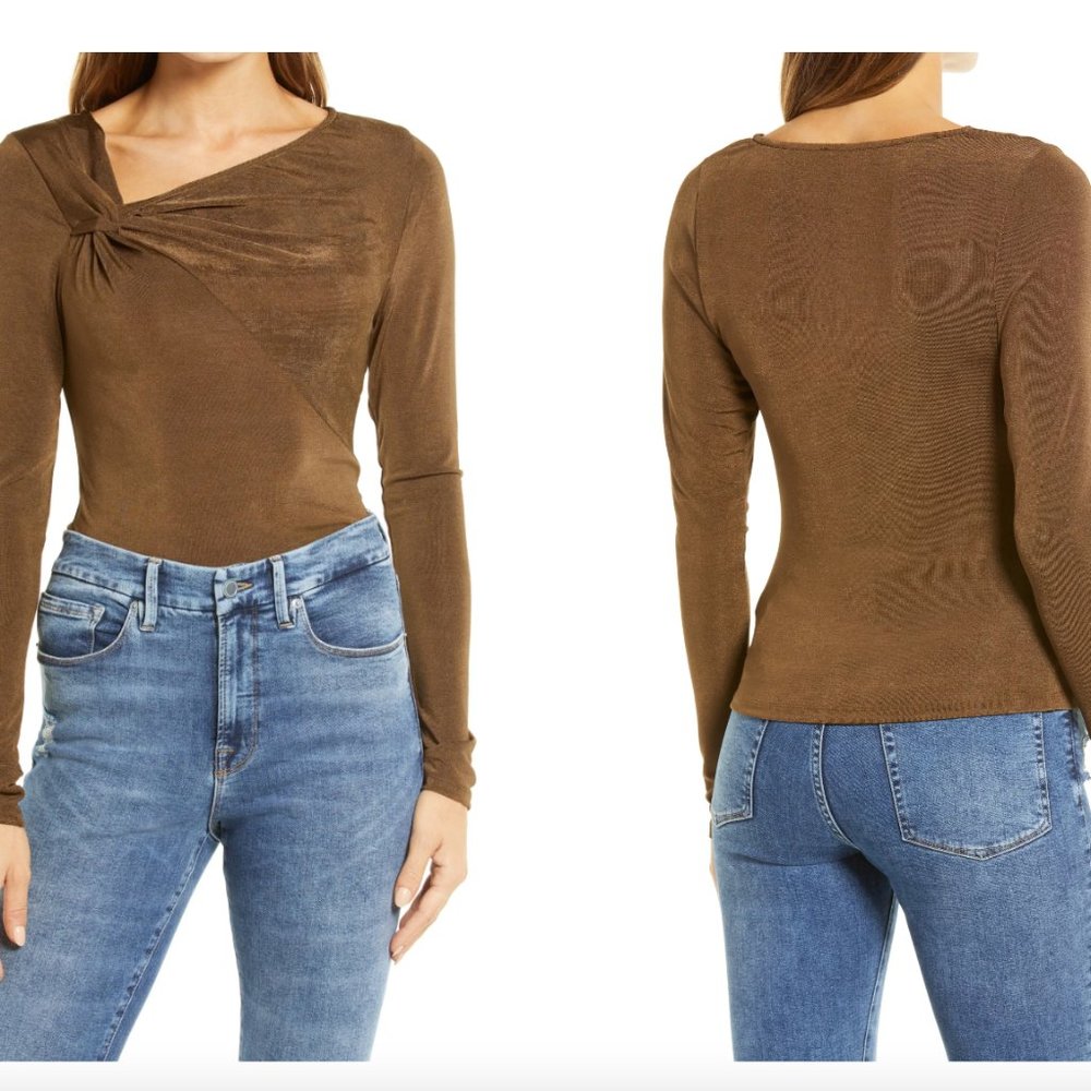 NWT- Shimmer Asymmetric Neck Long Sleeve Top by Good American Nordstrom Rack